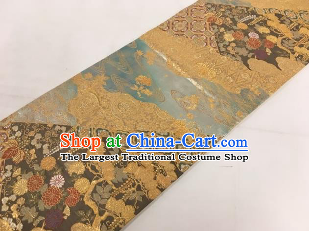 Traditional Japanese Classical Pine Cornflower Pattern Nishijin Waistband Kimono Brocade Accessories Yukata Belt for Women