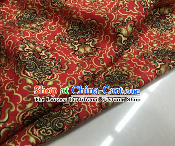Asian Chinese Classical Totem Pattern Red Brocade Satin Drapery Traditional Cheongsam Brocade Silk Fabric