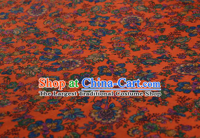 Asian Chinese Classical Cockscomb Pattern Orange Gambiered Guangdong Gauze Traditional Cheongsam Brocade Silk Fabric