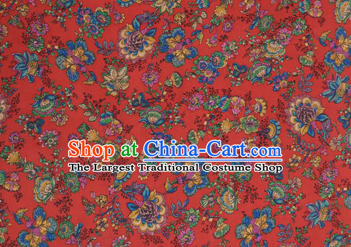 Asian Chinese Classical Cockscomb Pattern Red Gambiered Guangdong Gauze Traditional Cheongsam Brocade Silk Fabric