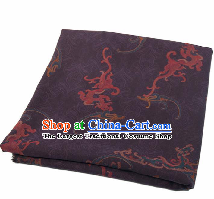 Asian Chinese Classical Kui Dragon Pattern Purple Brocade Satin Drapery Traditional Cheongsam Brocade Silk Fabric