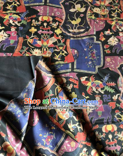 Asian Chinese Classical Flowers Pattern Satin Drapery Gambiered Guangdong Gauze Brocade Traditional Cheongsam Brocade Silk Fabric