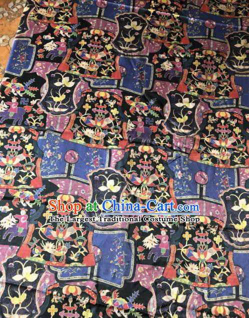 Asian Chinese Classical Flowers Pattern Satin Drapery Gambiered Guangdong Gauze Brocade Traditional Cheongsam Brocade Silk Fabric