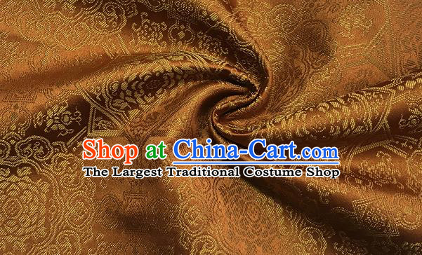 Asian Chinese Cheongsam Classical Pattern Bronze Satin Drapery Brocade Traditional Brocade Silk Fabric