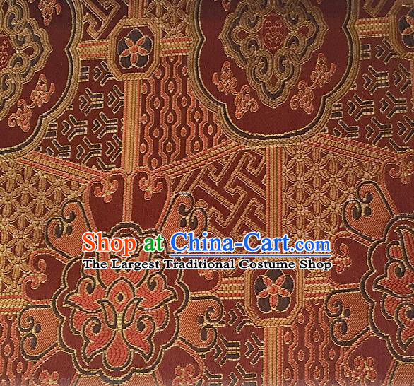 Asian Chinese Cheongsam Classical Lucky Pattern Wine Red Satin Drapery Brocade Traditional Brocade Silk Fabric