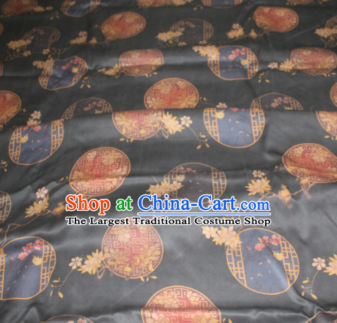 Chinese Traditional Cheongsam Classical Pattern Black Gambiered Guangdong Gauze Asian Satin Drapery Brocade Silk Fabric