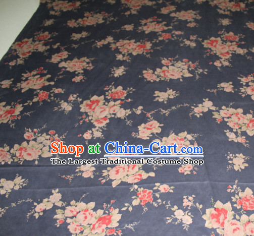 Chinese Traditional Cheongsam Classical Changmi Pattern Navy Gambiered Guangdong Gauze Asian Satin Drapery Brocade Silk Fabric