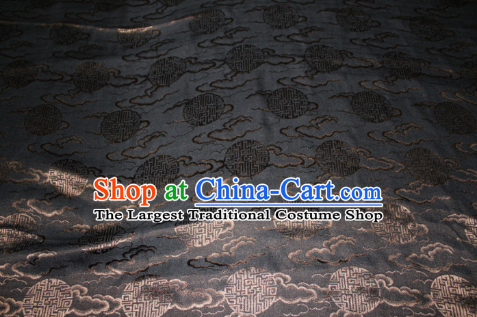 Chinese Traditional Cheongsam Classical Clouds Pattern Black Gambiered Guangdong Gauze Asian Satin Drapery Brocade Silk Fabric