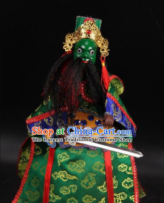 Traditional Chinese Handmade General Green Marionette Puppets Old Men Puppet String Puppet Wooden Image Arts Collectibles