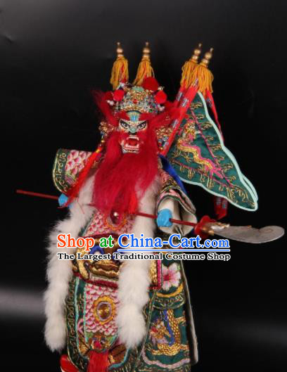 Traditional Chinese Handmade Green Clothing General Puppet Marionette Puppets String Puppet Wooden Image Arts Collectibles