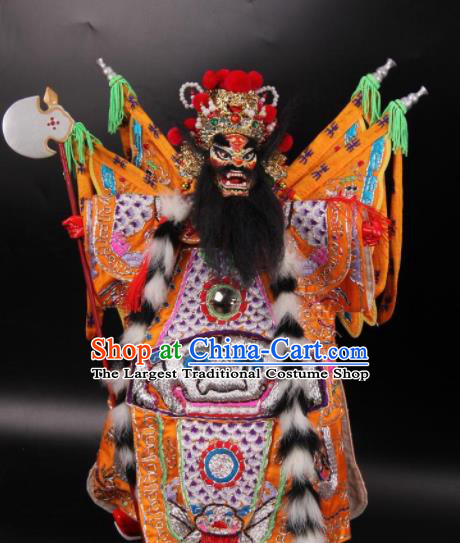 Traditional Chinese Handmade Yellow Clothing General Puppet Marionette Puppets String Puppet Wooden Image Arts Collectibles