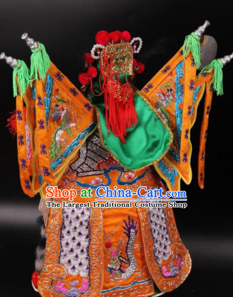 Traditional Chinese Handmade Yellow Clothing General Puppet Marionette Puppets String Puppet Wooden Image Arts Collectibles