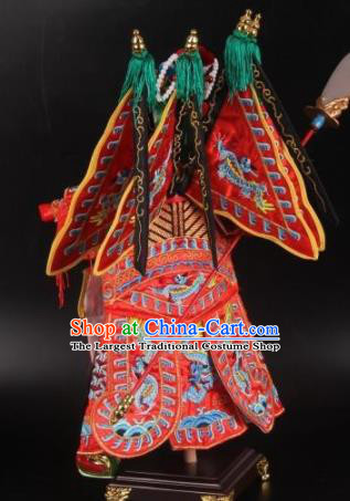 Traditional Chinese Red General Marionette Puppets Handmade Puppet String Puppet Wooden Image Arts Collectibles