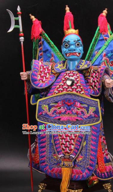 Traditional Chinese Purple General Marionette Puppets Handmade Puppet String Puppet Wooden Image Arts Collectibles
