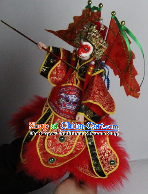Traditional Chinese Red Handsome Monkey King Marionette Puppets Handmade Puppet String Puppet Wooden Image Arts Collectibles
