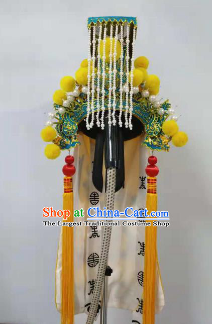 Traditional Chinese Beijing Opera Emperor Hat Ancient Marshal Headwear for Men