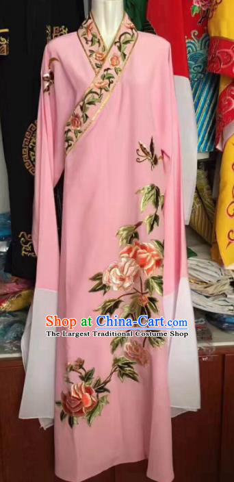 Traditional Chinese Huangmei Opera Niche Embroidered Pink Robe Ancient Nobility Childe Costume for Men