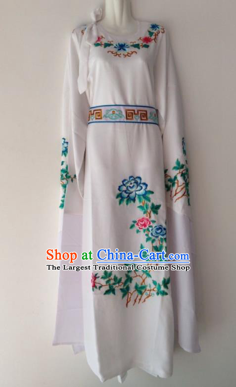 Traditional Chinese Huangmei Opera Niche White Robe Ancient Gifted Scholar Costume for Men