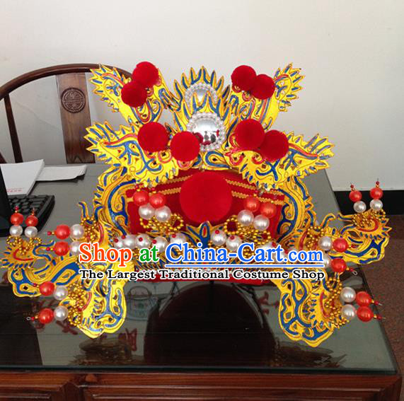 Traditional Chinese Beijing Opera Prime Minister Red Hat Ancient Chancellor Headwear for Men