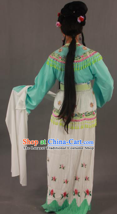 Traditional Chinese Peking Opera Actress Green Dress Ancient Court Princess Costumes for Women