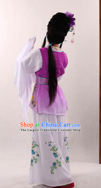 Traditional Chinese Peking Opera Maidservants Purple Dress Ancient Servant Girl Costume for Women