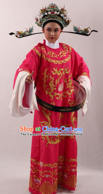 Traditional Chinese Huangmei Opera Niche Rosy Robe Ancient Number One Scholar Embroidered Costume for Men