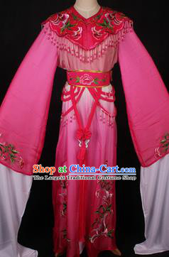 Traditional Chinese Shaoxing Opera Princess Embroidered Rosy Dress Ancient Peking Opera Diva Costume for Women