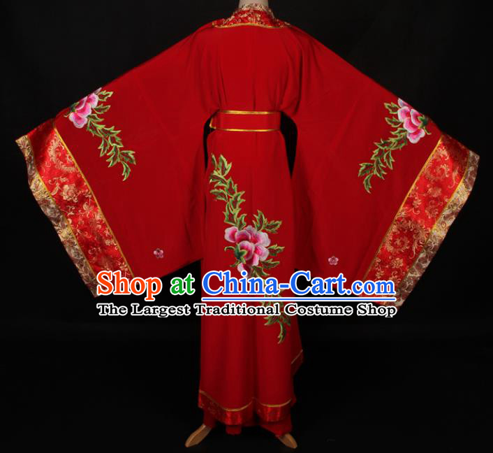 Traditional Chinese Shaoxing Opera Queen Embroidered Red Dress Ancient Peking Opera Diva Costume for Women