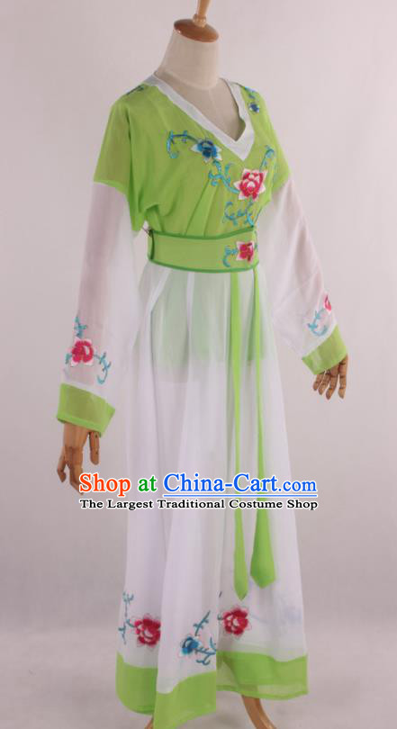 Chinese Traditional Shaoxing Opera Young Lady Green Dress Ancient Peking Opera Maidservant Costume for Women
