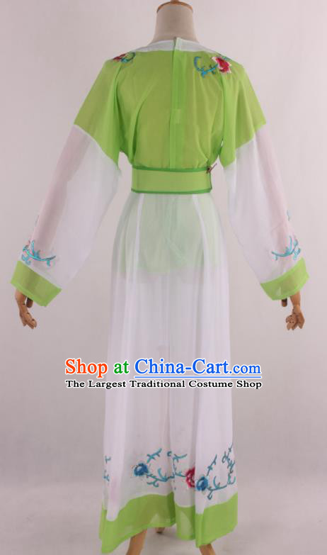 Chinese Traditional Shaoxing Opera Young Lady Green Dress Ancient Peking Opera Maidservant Costume for Women