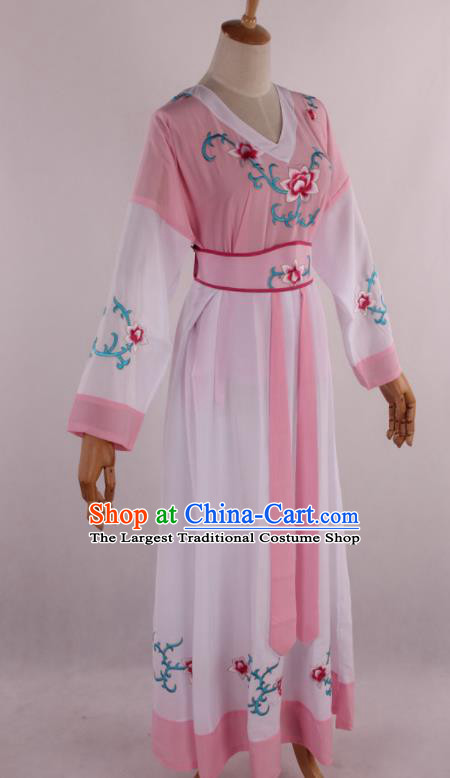 Chinese Traditional Shaoxing Opera Young Lady Pink Dress Ancient Peking Opera Maidservant Costume for Women