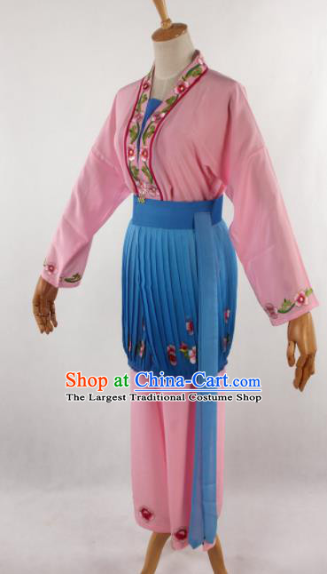 Chinese Traditional Beijing Opera Servant Girl Pink Clothing Ancient Peking Opera Young Lady Costume for Women