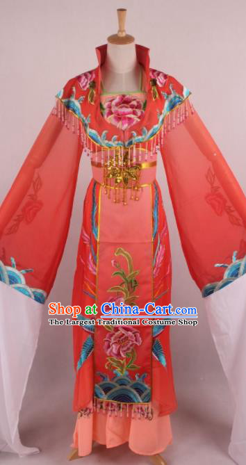 Chinese Beijing Opera Queen Orange Dress Ancient Traditional Peking Opera Actress Costume for Women