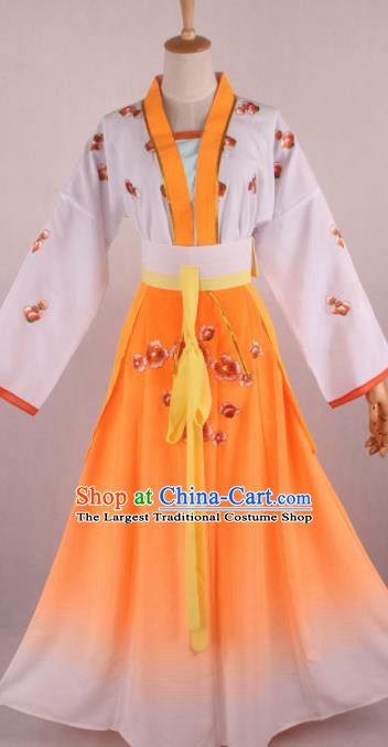 Chinese Beijing Opera Village Girl Orange Dress Ancient Traditional Peking Opera Maidservant Costume for Women