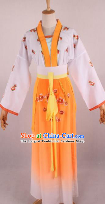 Chinese Beijing Opera Village Girl Orange Dress Ancient Traditional Peking Opera Maidservant Costume for Women