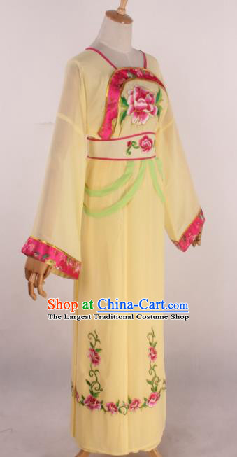 Chinese Beijing Opera Palace Maidservant Yellow Dress Ancient Traditional Peking Opera Court Maid Costume for Women