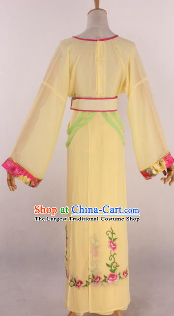 Chinese Beijing Opera Palace Maidservant Yellow Dress Ancient Traditional Peking Opera Court Maid Costume for Women