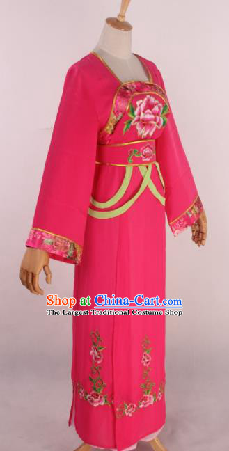 Chinese Beijing Opera Palace Maidservant Rosy Dress Ancient Traditional Peking Opera Court Maid Costume for Women