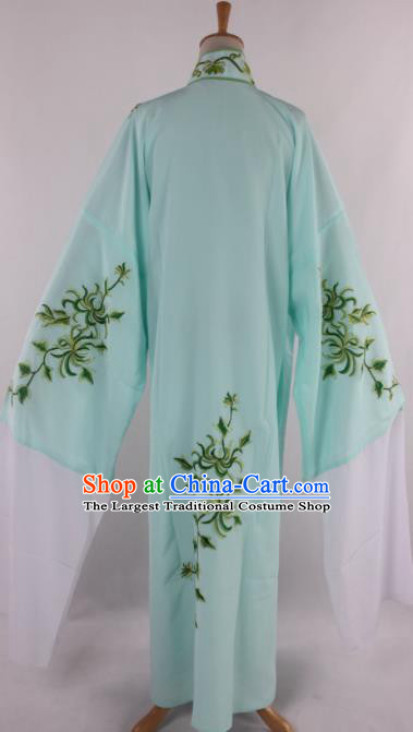 Traditional Chinese Shaoxing Opera Niche Embroidered Chrysanthemum Blue Robe Ancient Scholar Nobility Childe Costume for Men