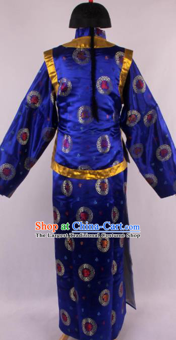 Traditional Chinese Shaoxing Opera Gown and Mandarin Jacket Ancient Qing Dynasty Landlord Costume for Men