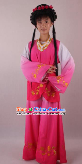 Professional Chinese Beijing Opera Servant Girl Rosy Clothing Ancient Traditional Peking Opera Costume for Women