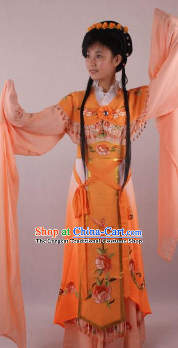 Professional Chinese Beijing Opera Rich Lady Orange Dress Ancient Traditional Peking Opera Diva Costume for Women