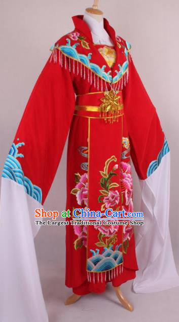 Professional Chinese Beijing Opera Diva Queen Red Dress Ancient Traditional Peking Opera Costume for Women