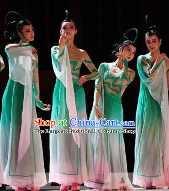 Traditional Chinese Classical Dance Fen Mo Costume Beautiful Dance Green Dress for Women