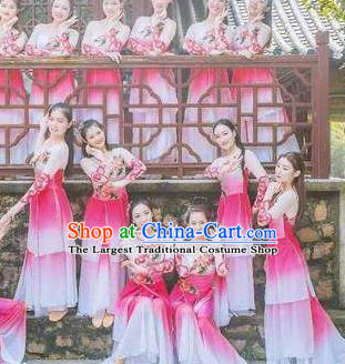 Traditional Chinese Classical Dance Fu Sheng Ci Costume Beautiful Dance Pink Dress for Women