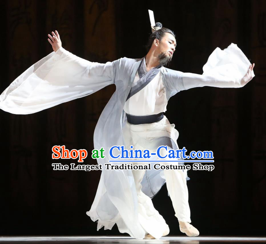 Traditional Chinese Classical Dance Confucius Costume Drama Kong Zi Male Solo Dance Clothing for Men