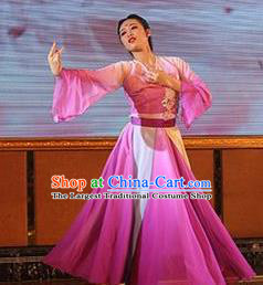 Traditional Chinese Classical Dance Mei Ren Gui Rosy Costume Stage Show Beautiful Dance Dress for Women