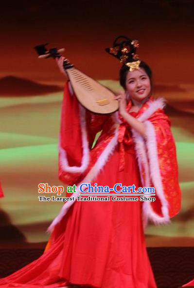 Chinese Beautiful Dance Wang Zhaojun Costume Traditional Han Dynasty Court Classical Dance Competition Dress for Women