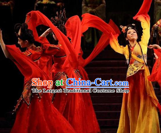 Chinese Beautiful Dance Xi Shi Water Sleeve Costume Traditional Umbrella Dance Classical Dance Competition Dress for Women