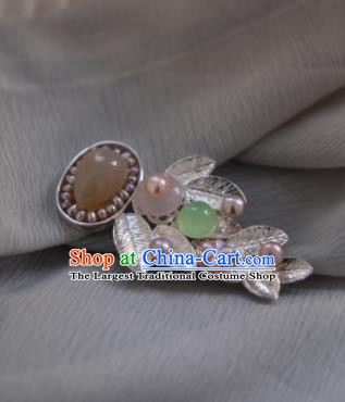 Chinese Ancient Cheongsam Shell Leaf Brooch Jewelry Accessories Traditional Hanfu Breastpin for Women